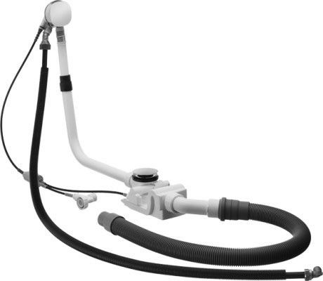 Zestaw przelewowo-odpływowy DURAVIT Quadroval do wanien z hydromasażem z wąską krawędzią wanny średnica odpływu: 52 mm, długość linki Bowdena: 960 mm chrom z napełnianiem wody | 791251000001000