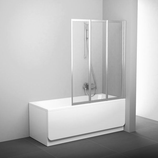 Parawan składany, 3-elementowy RAVAK Supernova VS3-115 1150 x 1400 mm satin z polistyrenu Rain bez powłoki | 795S0U0041