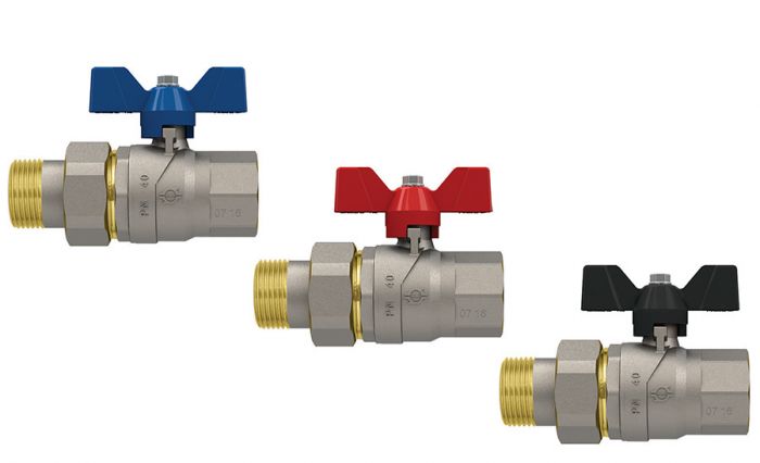 Zawór kulowy z motylkiem i śrubunkiem EVOLUTION GP 2240 1/2" GW x GZ PN 50