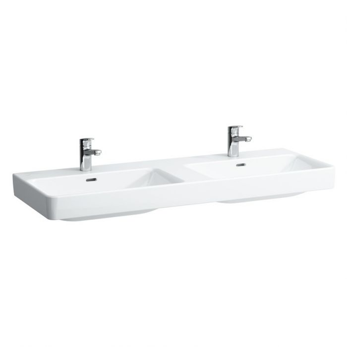 LAUFEN PRO-S umywalka ceramiczna meblowa, ścienna podwójna 2-komorowa bez otworu 1300 x 460 x 175 mm biała