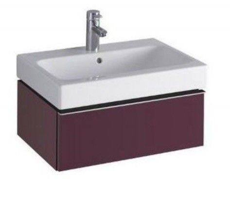 Szafka podumywalkowa wisząca 595 x 477 x 240 mm burgund połysk 1 szuflada, chromowany uchwyt GEBERIT iCon | 840261000