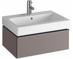 Szafka podumywalkowa wisząca 595 x 477 x 240 mm platynowy połysk 1 szuflada, chromowany uchwyt GEBERIT iCon | 840262000