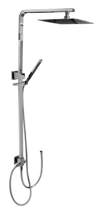 Zestaw natryskowy bez baterii, ścienny ARMATURA KRAKÓW CASSINI metal chrom w komplecie: deszczownica kwadratowa 250 x 250 mm, drążek 1094 mm, wąż 1500 mm | 84119500