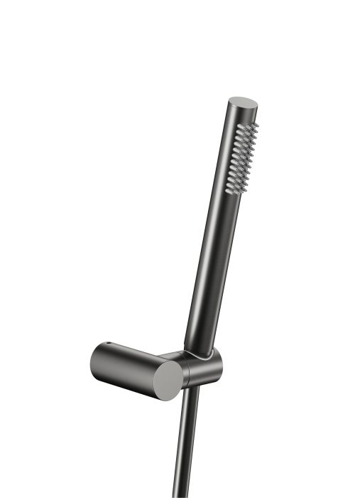 Zestaw prysznicowy punktowy ARMATURA KRAKÓW MOZA stal nierdzewna gun metal grey PVD w komplecie uchwyt ścienny regulowany, zestaw montażowy, rączka natrysku, wąż PVC (L=1500 mm)   | 84122561