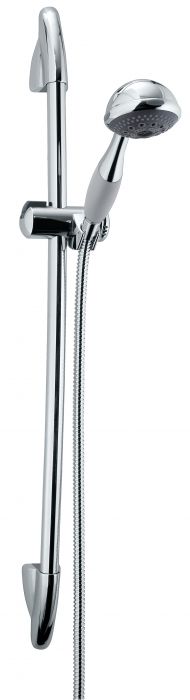 TYTAN zestaw natryskowy do baterii natryskowych ścienny, przesuwny 600 mm chrom zawiera: rączkę natrysku, uchwyt przesuwny, wąż chromowany 1400 mm WMS; zestaw montażowy