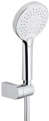 Zestaw prysznicowy 3-funkcyjna ARMATURA KRAKÓW ANGELIT biały/chrom w komplecie: rączka natryskowa 3 -funkcyjna okrągła z przyciskiem, wąż FLEX PVC 1500 mm, uchwyt ścienny | 84124140