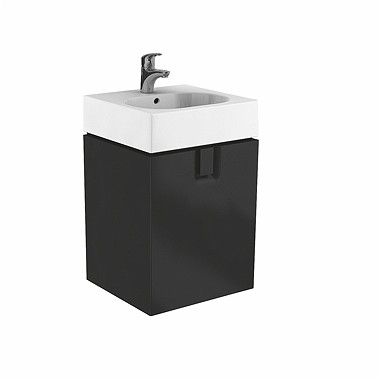 Szafka podumywalkowa wisząca 600 x 460 x 570 mm czarna mat 1 drzwiczki, czarny uchwyt GEBERIT Twins | 89488000
