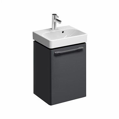 Szafka podumywalkowa wisząca 434 x 349 x 620 mm antracyt mat 1 drzwiczki, chromowany uchwyt GEBERIT Terra | 89530000