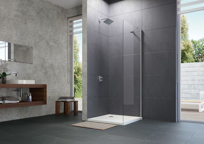 Ścianka boczna HUPPE Design pure SW 900 900 x 2000 mm chrom eloxal szkło hartowane przezroczyste z powłoką Anti-Plaque | 8P1013092322
