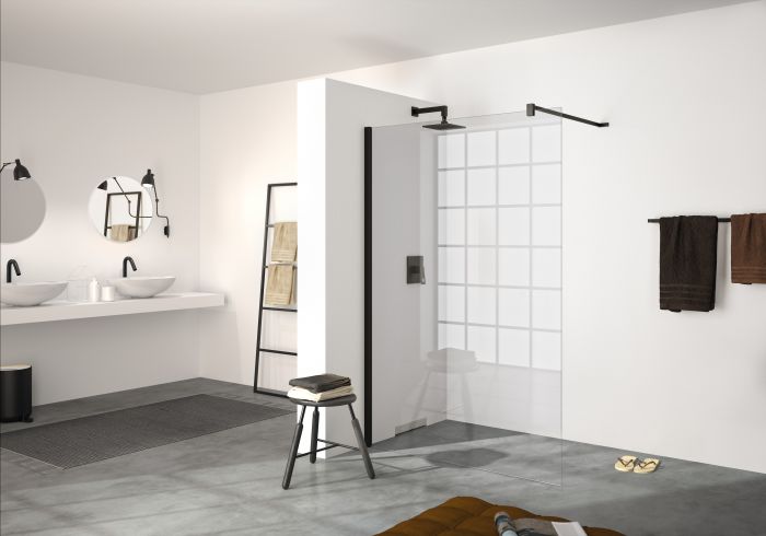Ścianka boczna wolnostojąca HUPPE Design pure SW 1000 1000 x 2000 mm black edition szkło hartowane 6 mm przezroczyste z powłoką Anti-Plaque | 8P1107123322