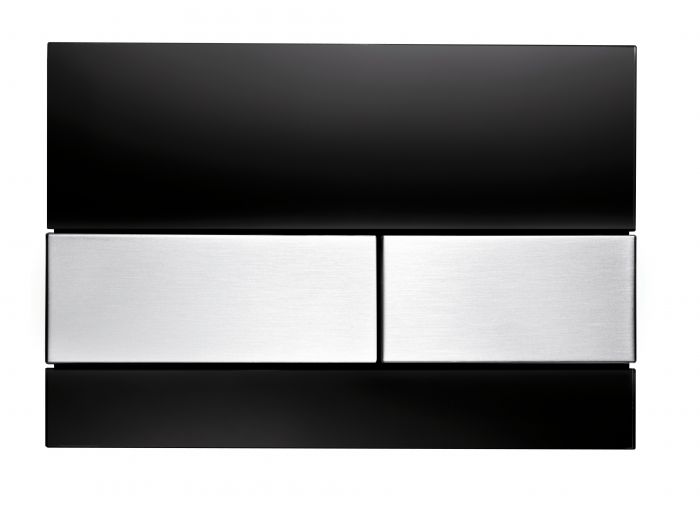 Przycisk spłukujący TECE TECEsquare podwójny do WC szkło/stal szczotkowana czarny 220 x 150 x 11 mm  | 9240806