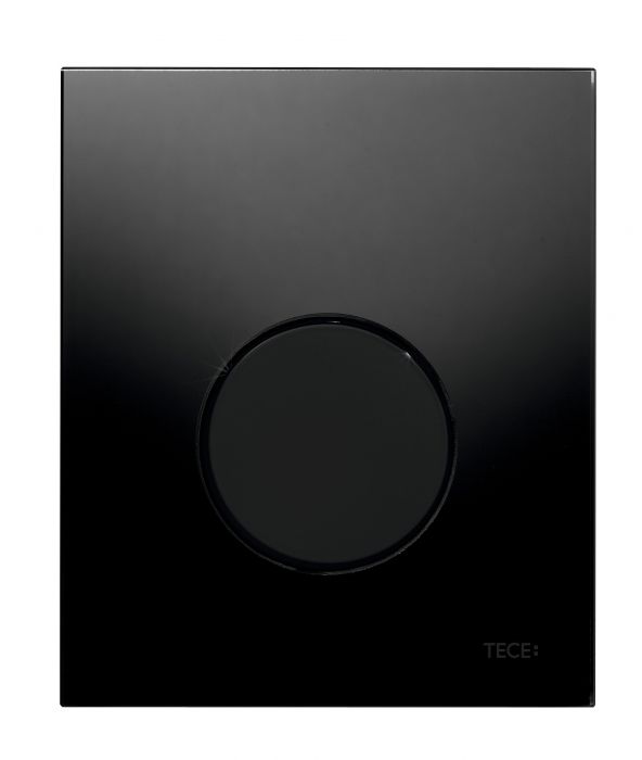 Przycisk spłukujący pojedynczy do pisuaru TECEloop 104  x 124  x 11 mm z wkładką zaworową szkło czarny/czarny