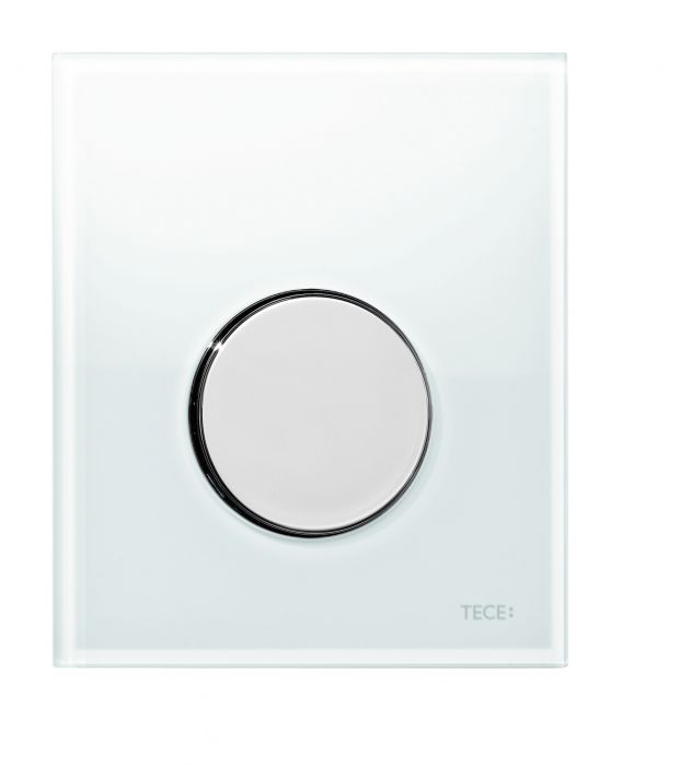Przycisk spłukujący TECE TECEloop pojedynczy do pisuaru szkło biały/chrom połysk 104 x 124 x 11 mm | 9242660