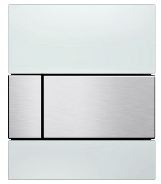 Przycisk spłukujący TECE TECEsquare pojedynczy do pisuaru szkło/stal szczotkowana biały 124 x 104 x 11 mm | 9242801