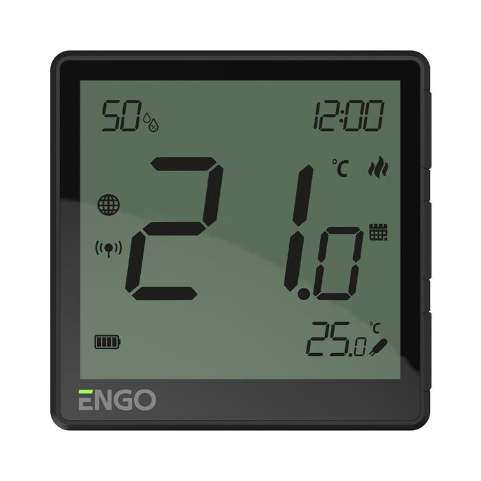 Regulator temperatury Internetowy, akumulatorowy, natynkowy  bateryjny (Li-Ion), czarny, ZigBee ENGO EONE-BATB  | 932342634
