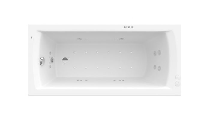 LINEA XL wanna akrylowa prostokątny 1600 x 750 mm biała z systemem SMART WATERAIR + opcja