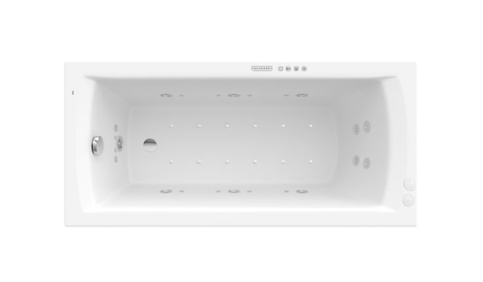 LINEA XL wanna akrylowa prostokątny 1600 x 750 mm biała z systemem EFFECTS GOLD