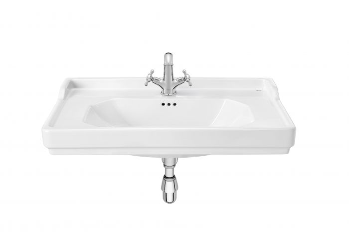 Umywalka ceramiczna ROCA CARMEN ścienna prostokątny z otworem z przelewem 800 x 500 x 225 mm biała z powłoką Supraglaze  | A3270A0S00