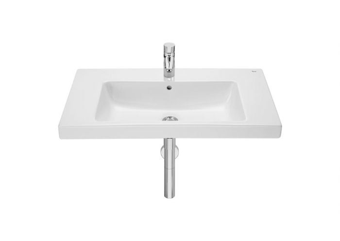 Umywalka ceramiczna ROCA GAP ścienna z otworem z przelewem 800 x 460 x 175 mm biała z powłoką Supraglaze w komplecie zestaw montażowy | A3270M0S00