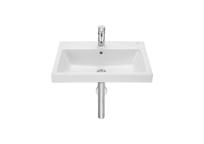 Umywalka ceramiczna ROCA GAP ścienna z otworem z przelewem 600 x 460 x 175 mm biała z powłoką Supraglaze w komplecie zestaw montażowy | A3270M1S00
