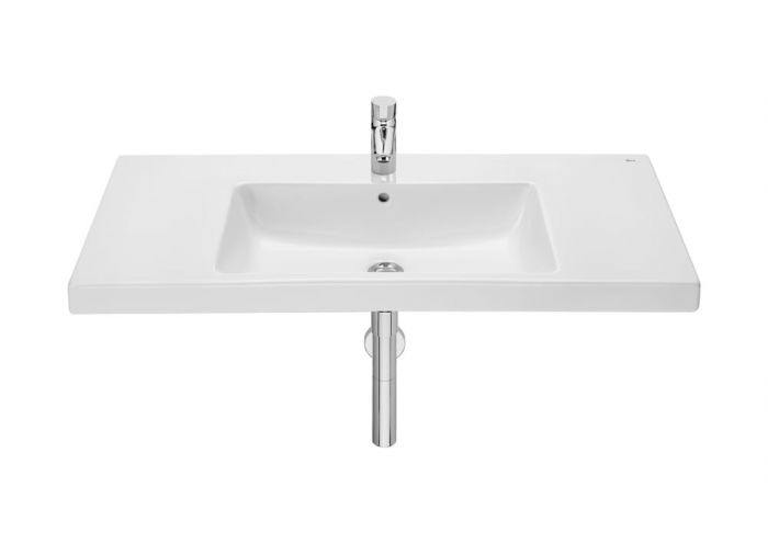 Umywalka ceramiczna ROCA GAP ścienna z przelewem ze zintegrowaną półką 1000 x 460 x 175 mm biała z powłoką Supraglaze w komplecie zestaw montażowy | A3270MAS00