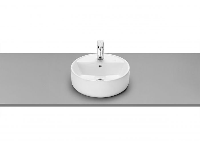 Umywalka ceramiczna ROCA GAP nablatowa okrągły z otworem z przelewem 400 x 400 x 130 mm biała z powłoką Supraglaze | A3270MKS00