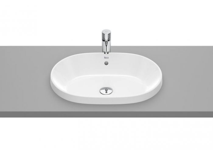 Umywalka ceramiczna ROCA GAP ROUND blatowa bez otworu z przelewem 550 x 390 x 40 mm biała | A3270Y5000