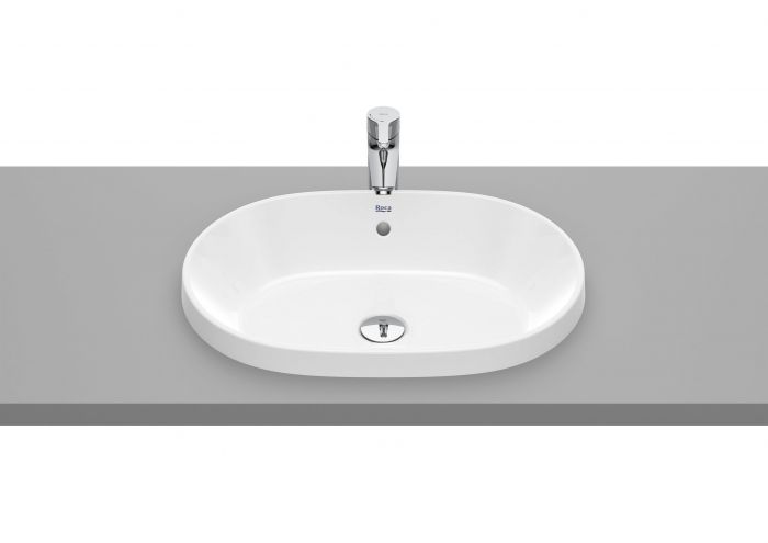 Umywalka ceramiczna ROCA GAP ROUND blatowa owalny z przelewem 550 x 390 x 40 mm biała z powłoką Supraglaze | A3270Y5S00