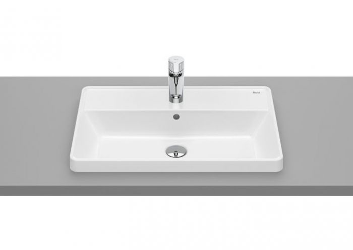 Umywalka ceramiczna ROCA GAP SQUARE blatowa 1-otworowa z przelewem 600 x 390 x 40 mm biała  | A3270YA000