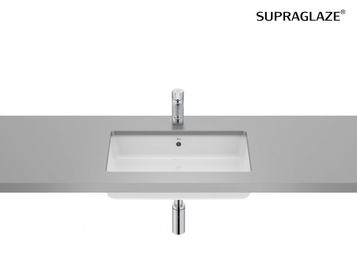 Umywalka ceramiczna ROCA GAP podblatowa prostokątny bez otworu z przelewem 550 x 350 x 160 mm biała z powłoką SUPRAGLAZE | A3270YFS00