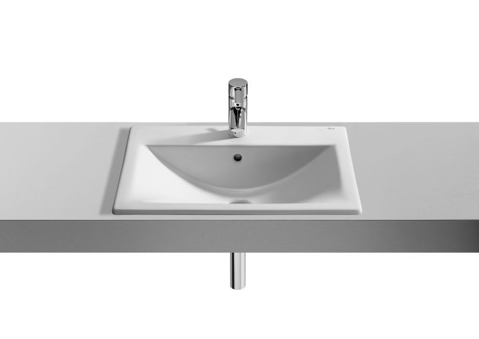 Umywalka ceramiczna ROCA DIVERTA blatowa z otworem z przelewem 550 x 425 x 170 mm biała z powłoką Supraglaze | A327116S00