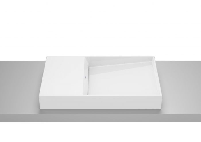 Umywalka finecaramic® ROCA HORIZON DASH nablatowa bez otworu bez przelewu ze zintegrowaną półką 600 x 380 x 80 mm biała połysk  | A32727900B