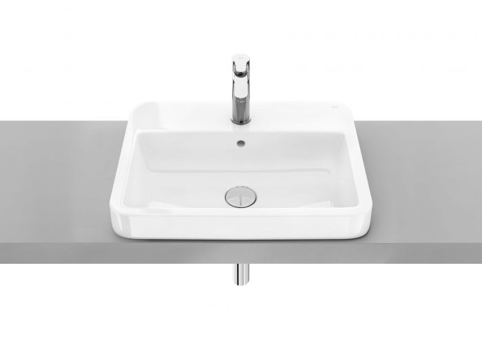 Umywalka ceramiczna ROCA GAP blatowa prostokątny z otworem 550 x 410 x 65 mm biała z powłoką Supraglaze | A32747VS00