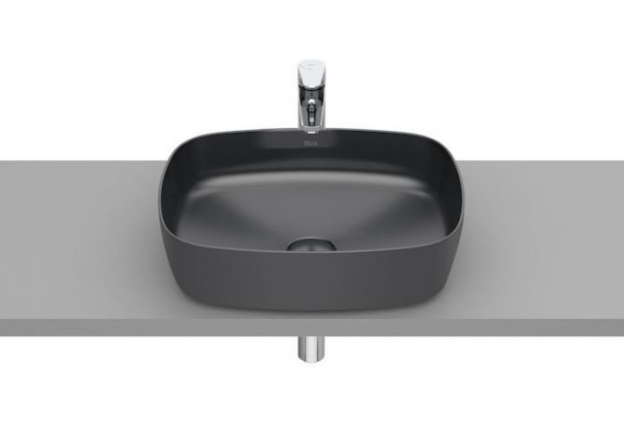 Umywalka FINECERAMIC ROCA INSPIRA SOFT nablatowa bez otworu bez przelewu 500 x 370 x 140 mm onyks | A327500640