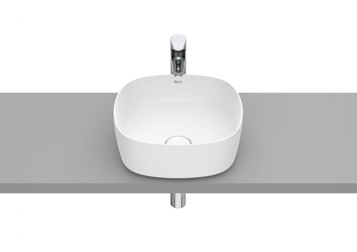 Umywalka FINECERAMIC ROCA INSPIRA SOFT nablatowa cienkościenna bez otworu bez przelewu 370 x 370 x 140 mm biała mat  | A327502620
