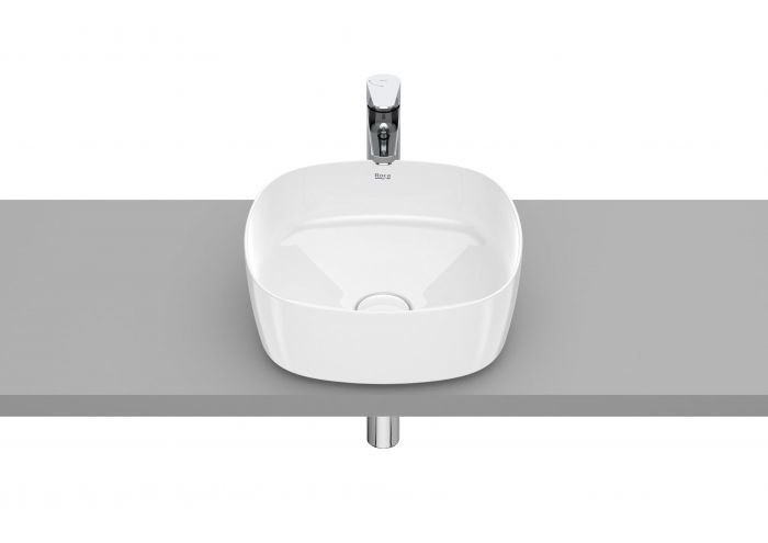 Umywalka FINECERAMIC ROCA INSPIRA SOFT nablatowa cienkościenna bez otworu bez przelewu 370 x 370 x 140 mm biała z powłoką Supraglaze | A327502S00