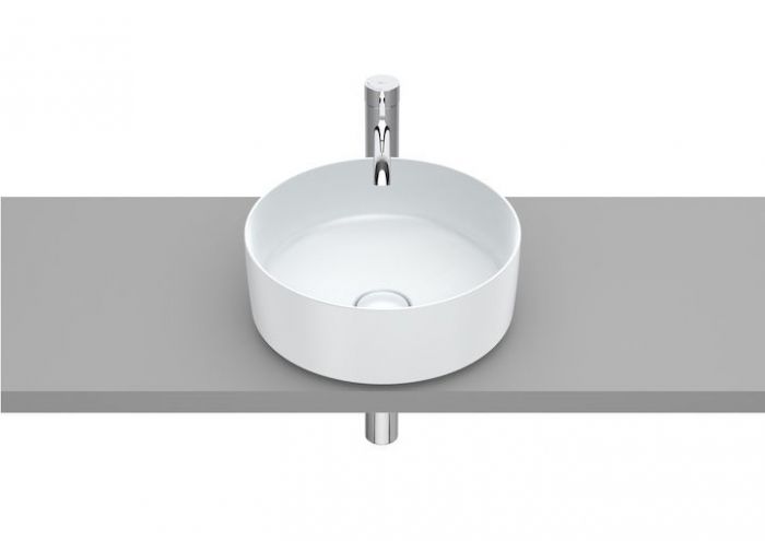Umywalka FINECERAMIC ROCA INSPIRA ROUND nablatowa bez otworu bez przelewu 370 x 370 x 140 mm perłowa | A327523630