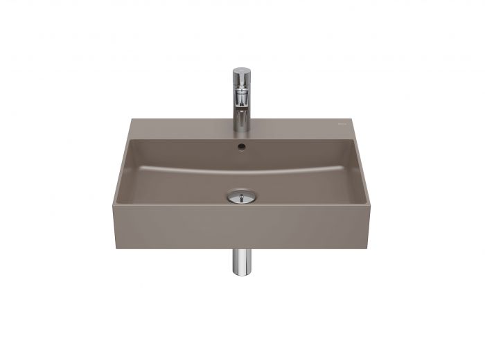 Umywalka FINECERAMIC ROCA INSPIRA SQUARE ścienna cienkościenna z otworem z przelewem 600 x 490 x 120 mm cafe w komplecie zestaw mocujący do ściany  | A32752C660