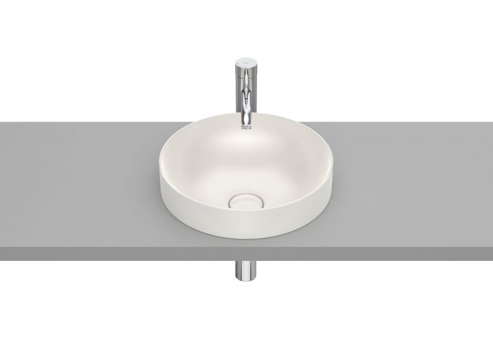 Umywalka FINECERAMIC ROCA INSPIRA ROUND blatowa okrągły bez otworu bez przelewu 370 x 370 x 75 mm beżowa | A32752R650