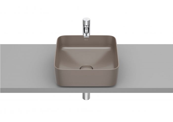 Umywalka FINECERAMIC ROCA INSPIRA SQUARE nablatowa bez otworu bez przelewu 370 x 370 x 140 mm cafe | A327532660
