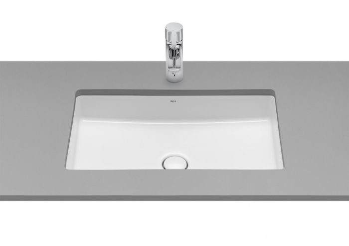 Umywalka FINECERAMIC ROCA INSPIRA SQUARE podblatowa prostokątny bez otworu 540 x 320 mm biała | A327535000