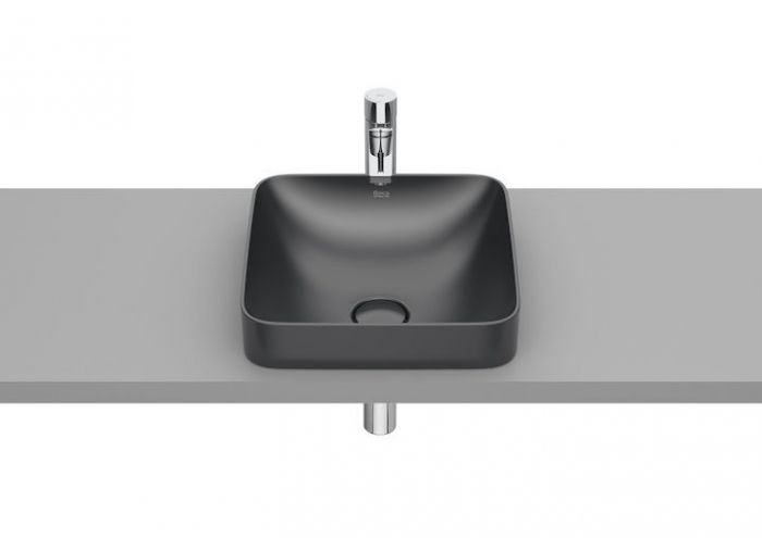 Umywalka FINECERAMIC ROCA INSPIRA SQUARE blatowa bez otworu bez przelewu z korkiem 370 x 370 x 75 mm cafe  | A32753R660
