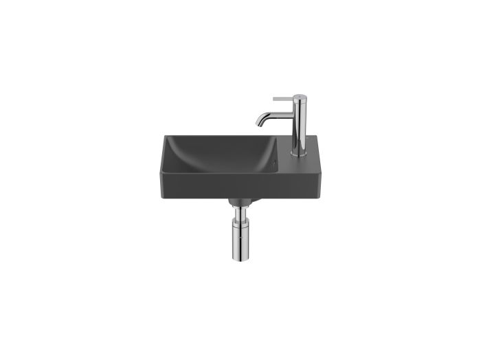 Umywalka ROCA ONA ścienna z otworem z przelewem 260 x 150 czarny mat | A327681080