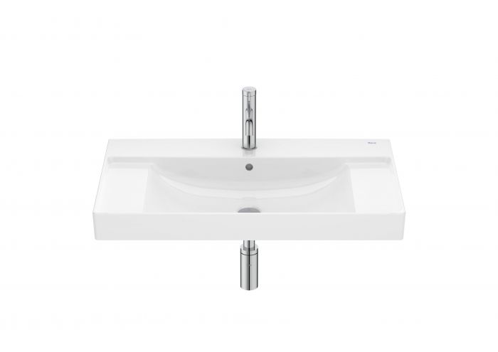 Umywalka ceramiczna FINECERAMIC ROCA ONA ścienna z otworem z przelewem 800 x 460 x 160 mm biała z powłoką Supraglaze w komplecie: zestaw montażowy  | A32768HS00