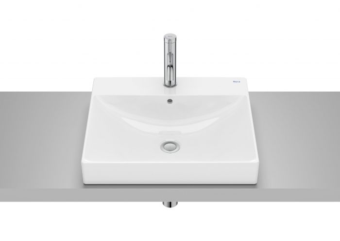 Umywalka ceramiczna FINECERAMIC ROCA ONA nablatowa prostokątny z otworem 500 x 450 mm biała bez powłoki | A32768L000