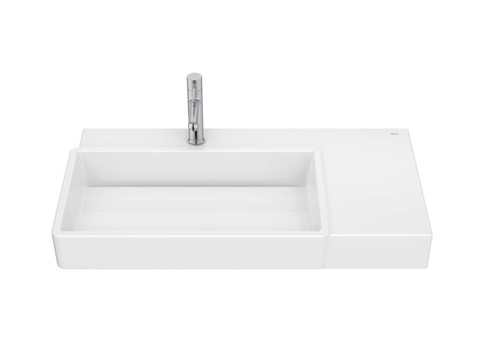 Umywalka ROCA TURA meblowa/ścienna lewa prostokątna z zintegrowaną półką 800 x 430 x 150 mm biała | A327697000