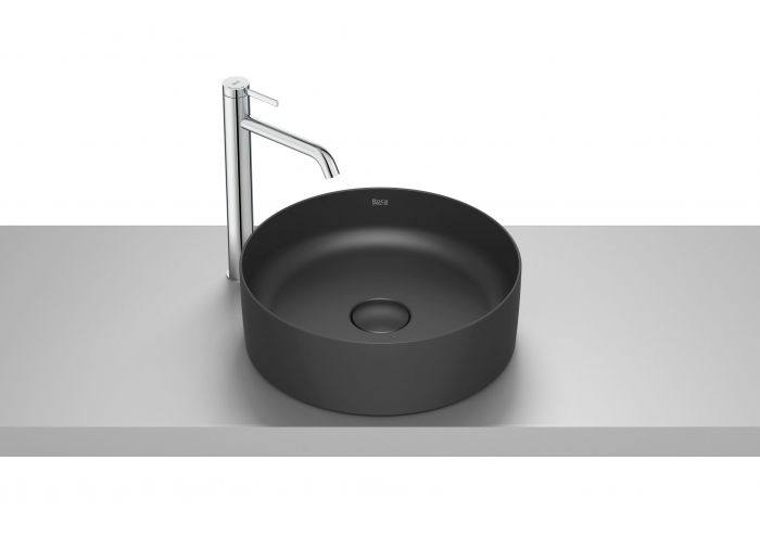 Umywalka FINECERAMIC ROCA TERRA Round nablatowa okrągły 390 x 390 x 130 mm czarna matowa | A32787N080