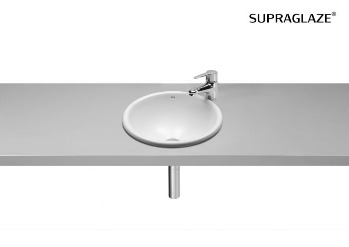 Umywalka ROCA FORO blatowa okrągły z otworem 360 x 360 x 180 mm biała z powłoką Supraglaze | A327880S00