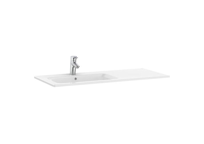 Umywalka ROCA Gap montaż do ściany, na meblu meblowa slim 100x46 cm asymetryczna lewa 1-otworowa bez przelewu mm biały | A3279A3000