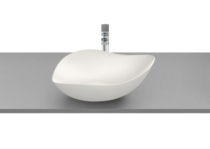 Umywalka FINECERAMIC ROCA OHTAKE nablatowa asymetryczny bez otworu bez przelewu 540 x 375 x 185 mm perłowa | A327A13630